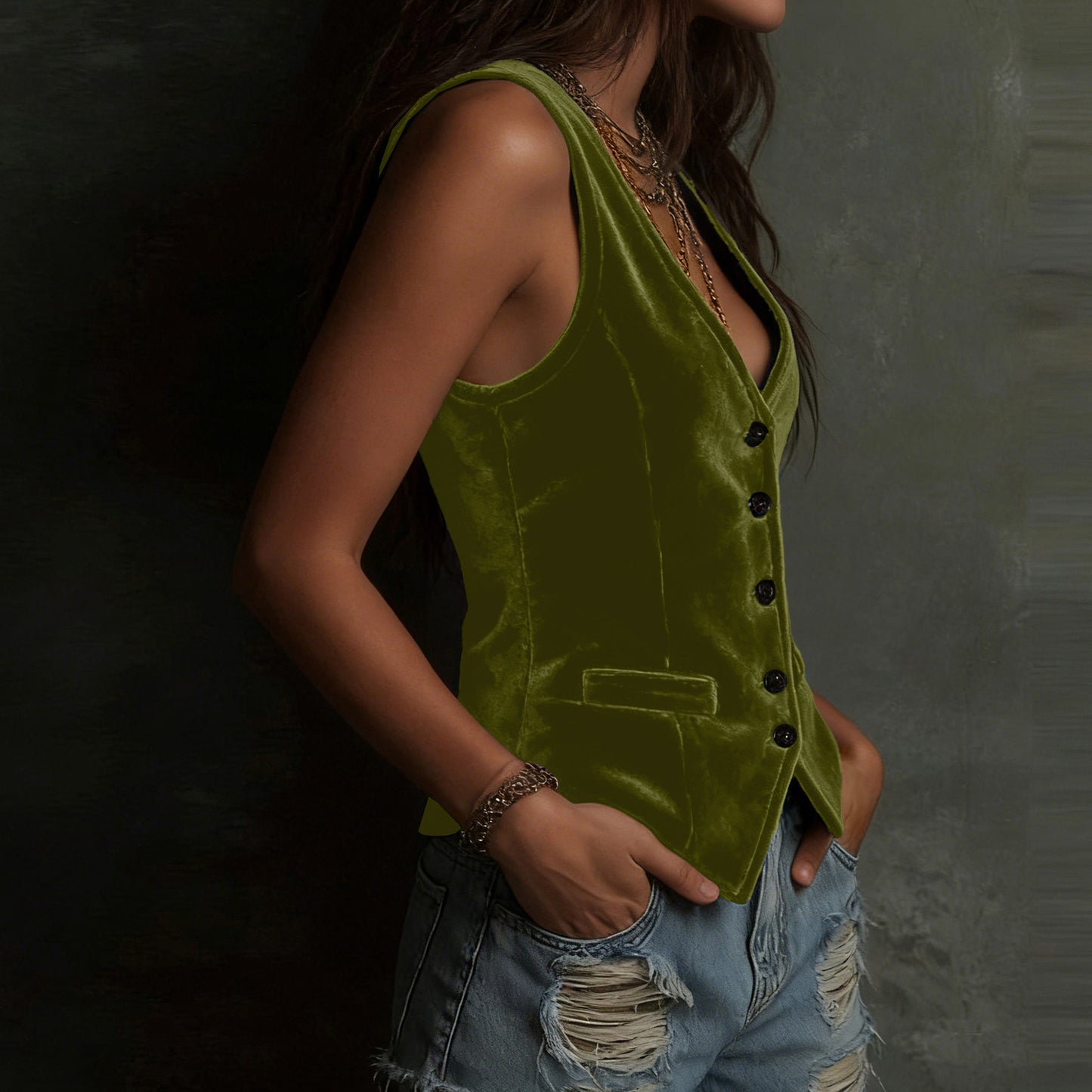 Comfortable Stylish Women's Button Sexy Sleeveless Women's Vest