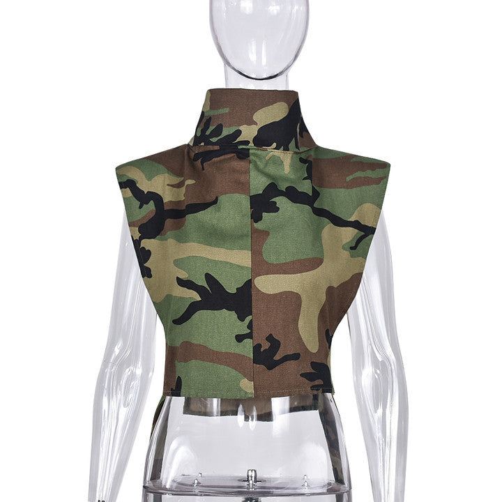 Women's Summer Personality Trendy Lace Up Turtleneck Vests