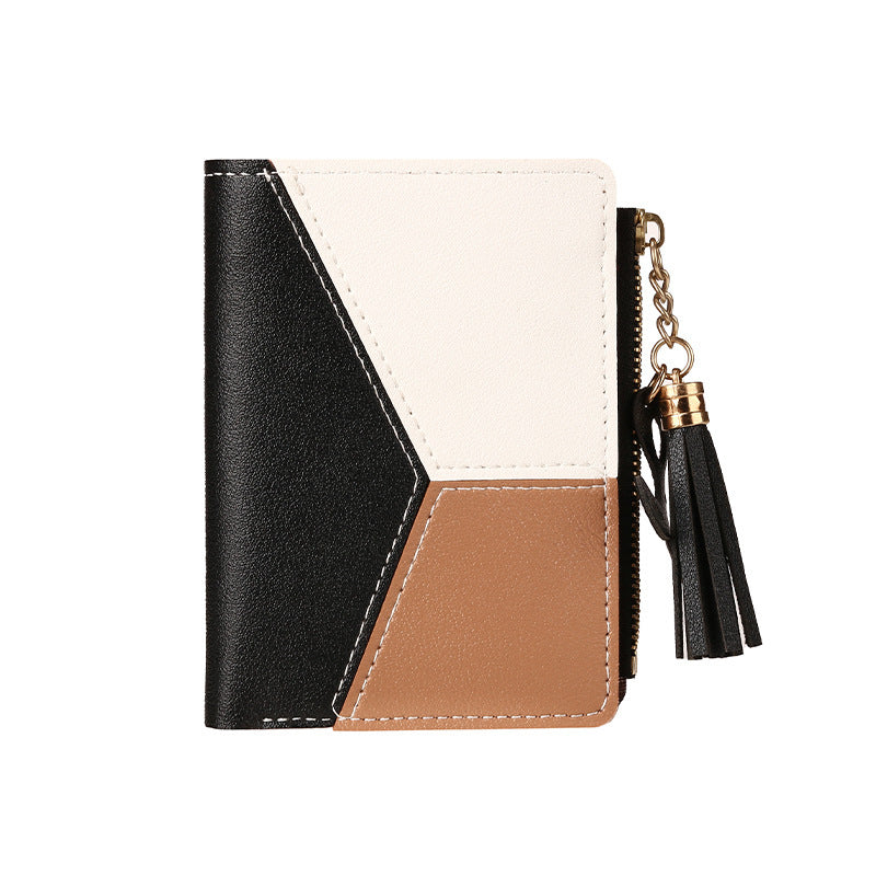 Women's Short Zipper Two-fold Embossed Korean Style Ladies Wallets