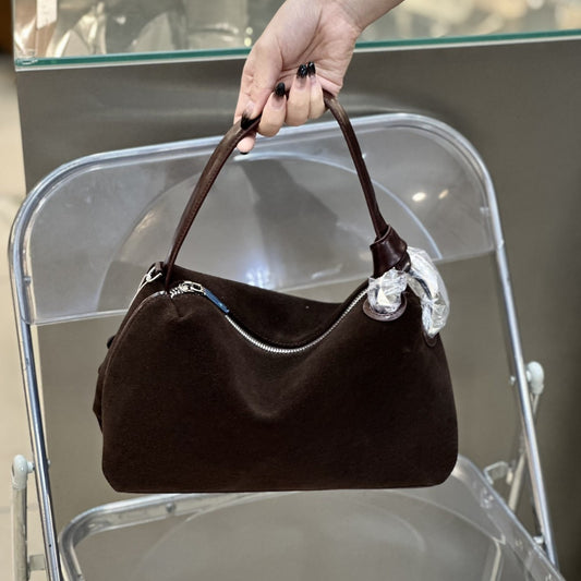 Slouchy Frosted Cowhide Pillow Large Capacity Handbags