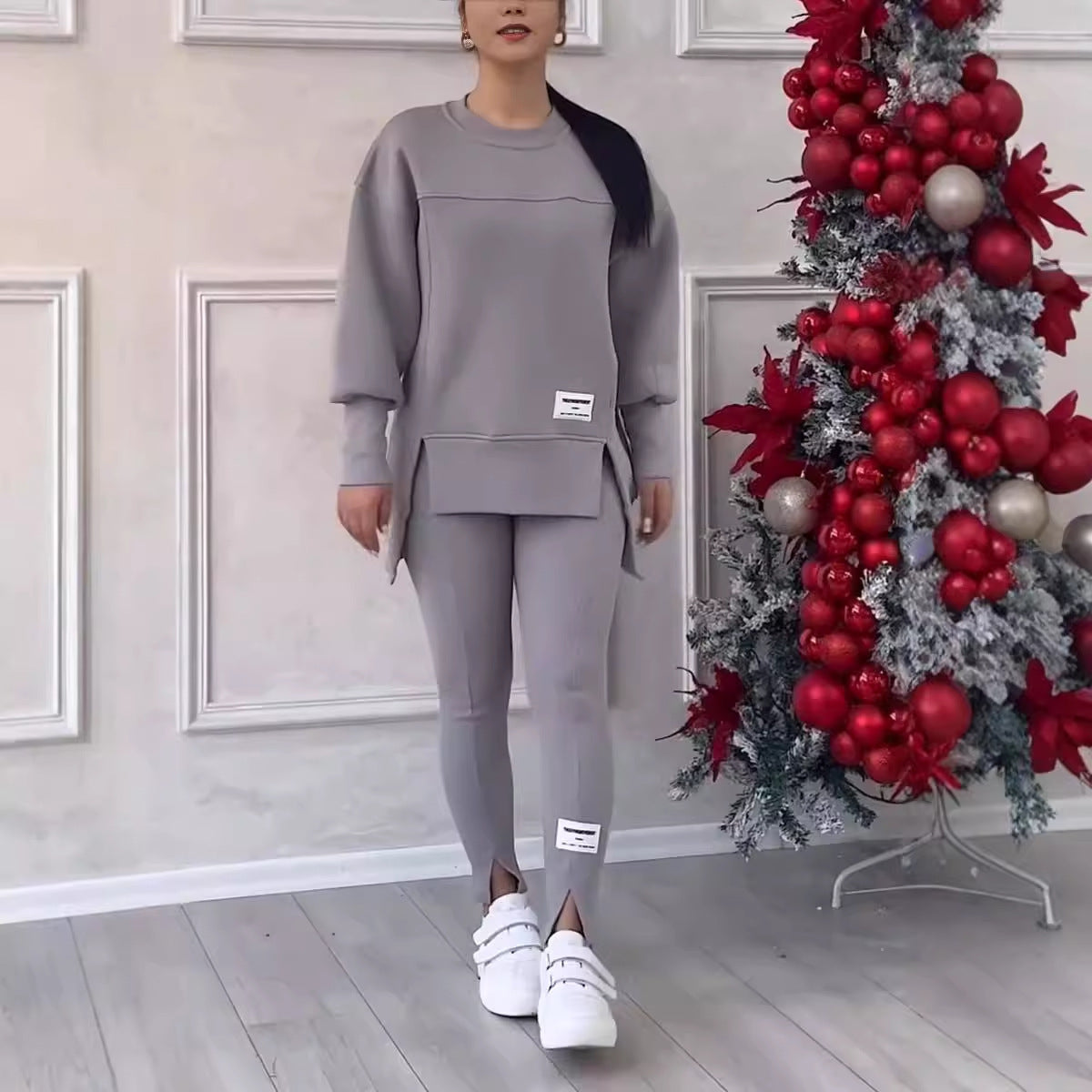 Women's Versatile Irregular Long Sleeve Printed Suits