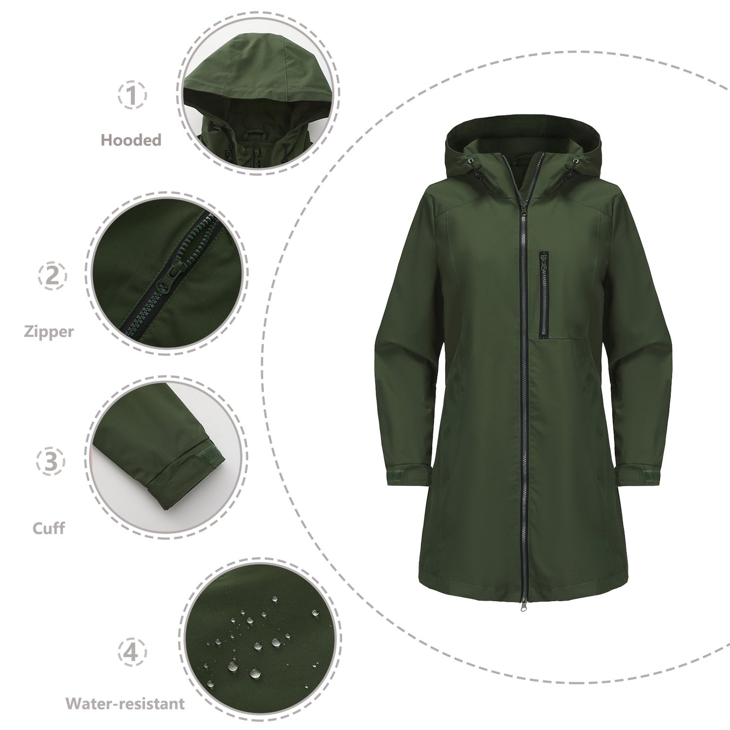 Women's Windbreaker Hooded Long Sleeve Loose Leisure Coats