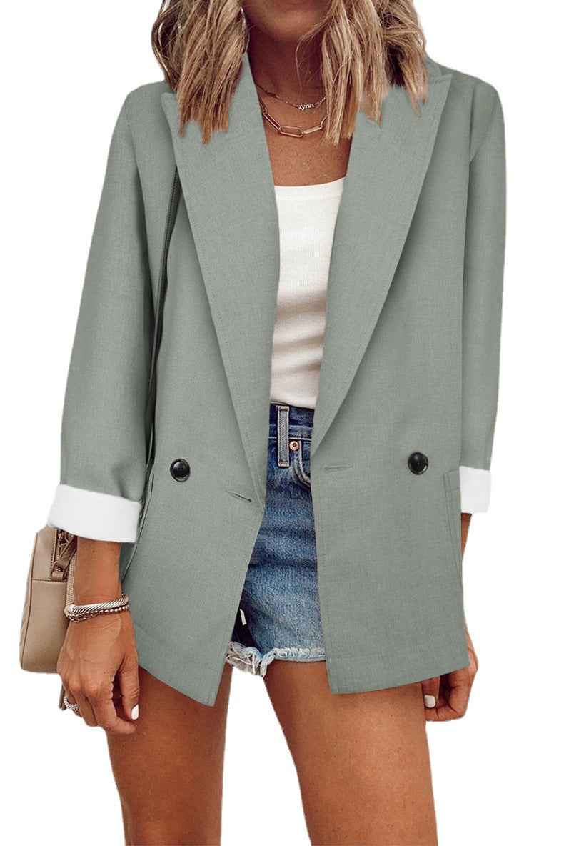 Fashion Solid Color Single Long Sleeve Small Suit