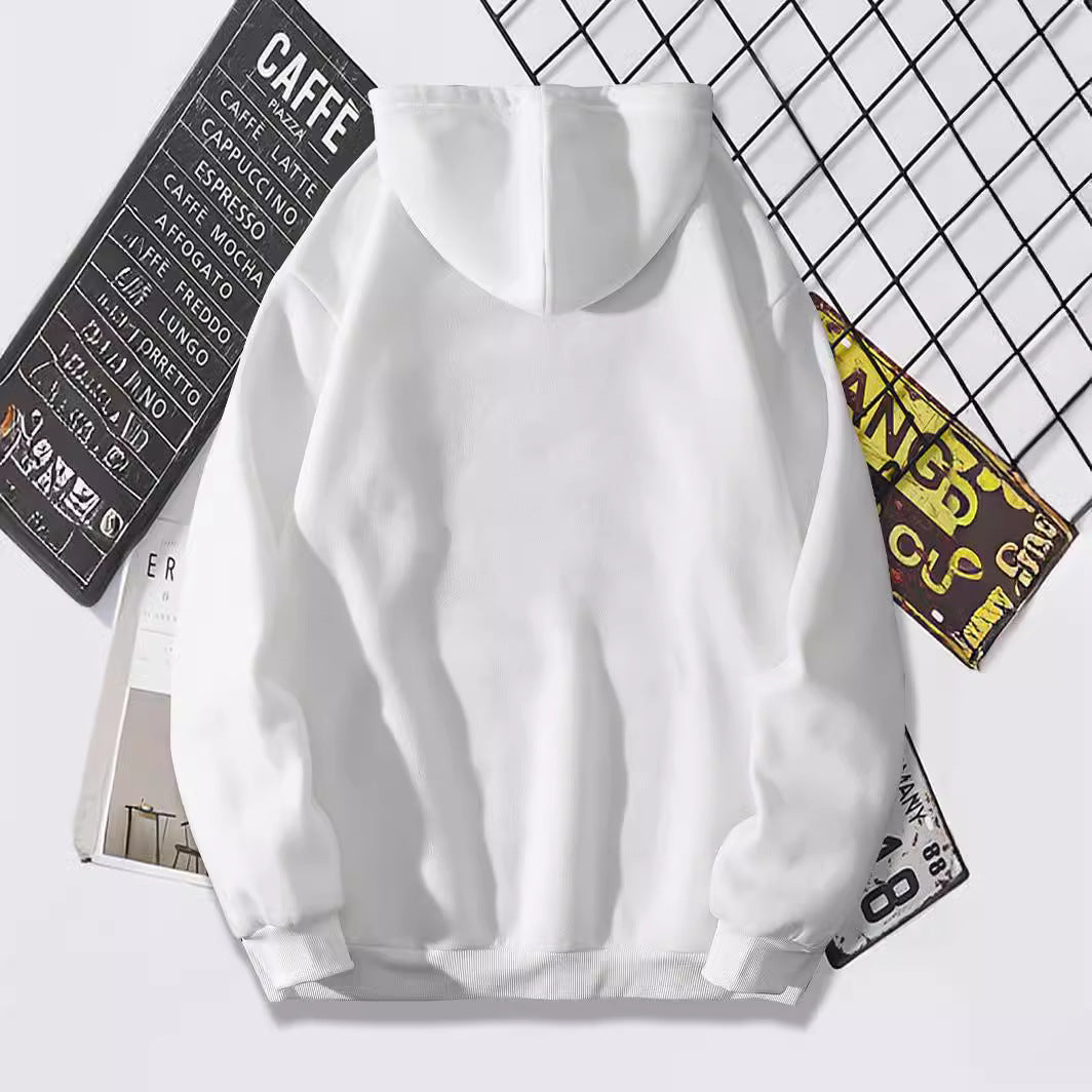 Printed Heel Wrapped Collar Brushed Hoody Hooded Women's Sweater, Sweater