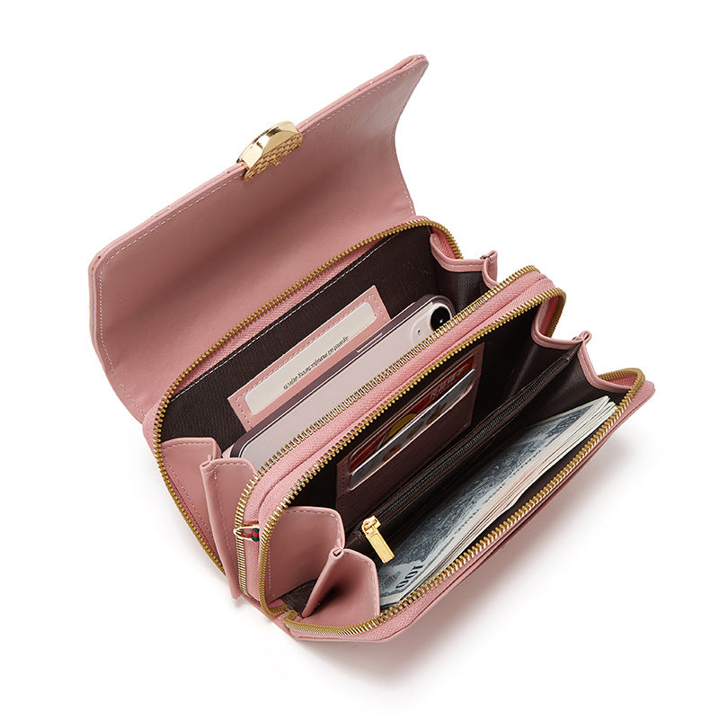Women's Diamond Cell Fashion Embroidered Large Coin Purses