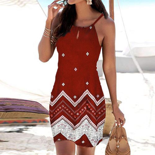 Women's Summer Positioning Flower Sling Slim Sleeveless Dress