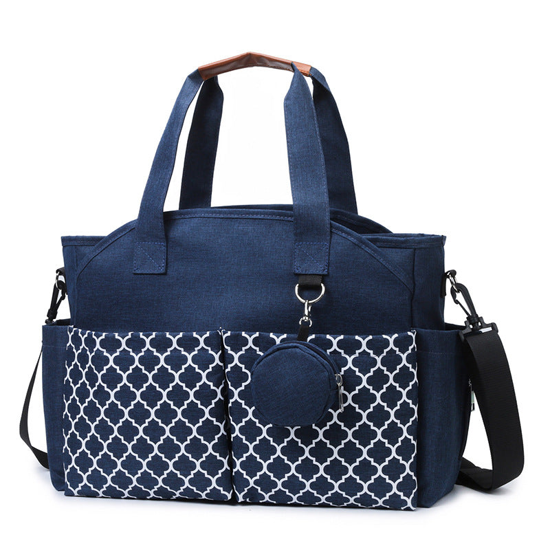 Lantern Grid Printing Mummy Portable Large Capacity Multifunctional Diaper Bags