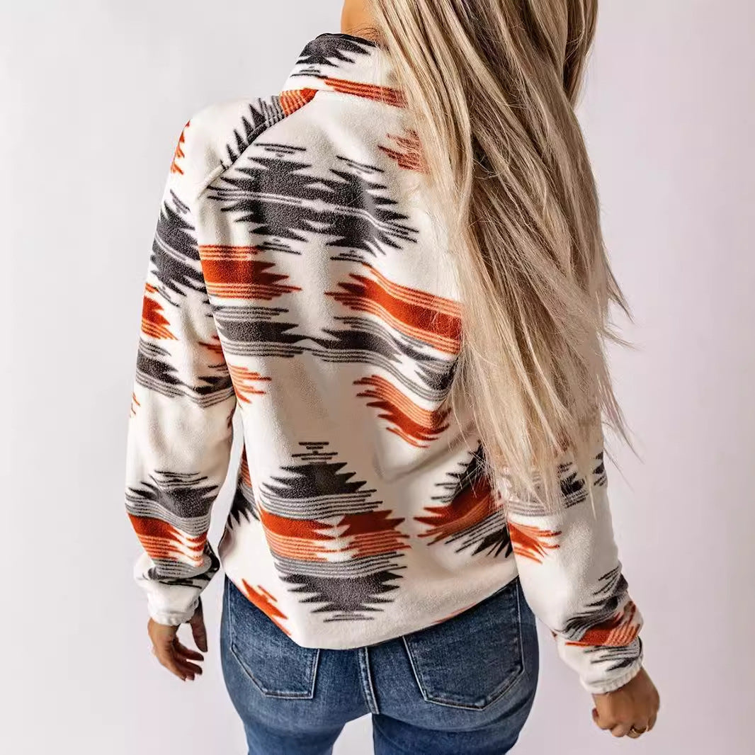 Women's Fashion Loose Button Fleece Shirt Sweaters