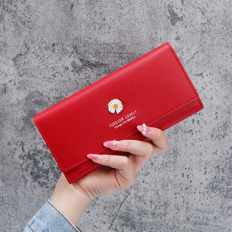 Women's Long Large Capacity Zipper Simple Daisy Ladies Wallets