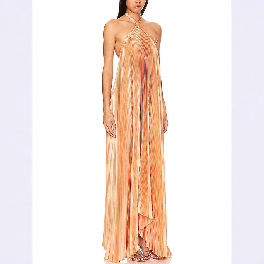 Women's Halter Backless Sexy Dress Vacation Sleeveless Dresses