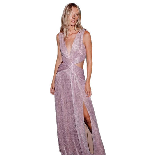 Women's Dress Sleeveless Split Bronzing Fitted Waist Dresses