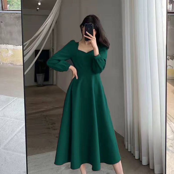 Women's Style Little Black Retro Long Below The Knee Dress