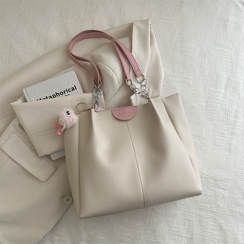 Women's Simple Textured Gentle Spring Commuter Underarm Tote Bags