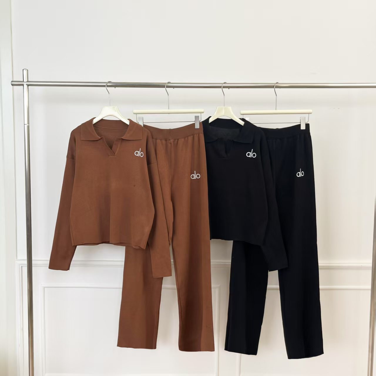 Women's Lapel Knit Casual High Waist Wide Suits