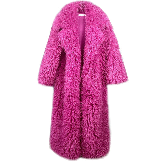 Women's Imitation Tan Wool Furry Fur Extended Coats