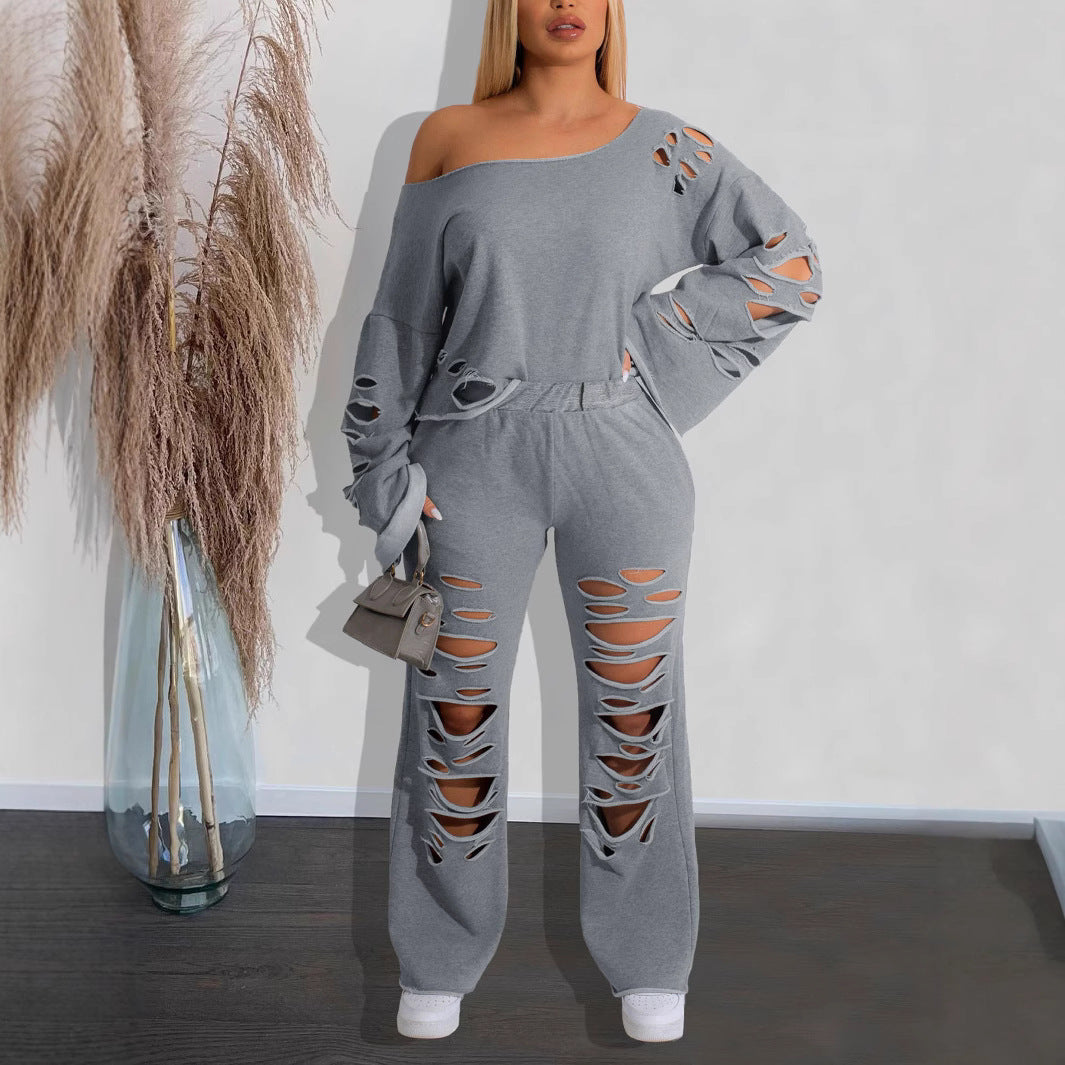 Tide Ripped Sports Two-piece Set Loose Suits
