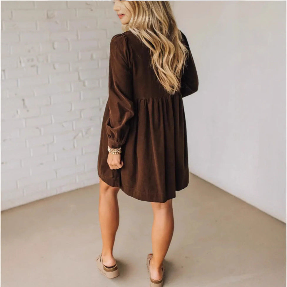 Women's Color Chest Puff Sleeve Fashion Elegant Dresses
