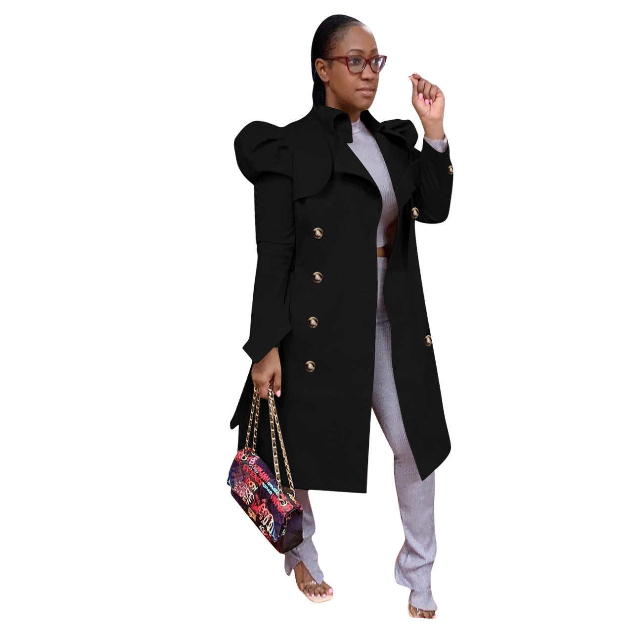 Women's Pure Color Casual Long Trench Wear Coats