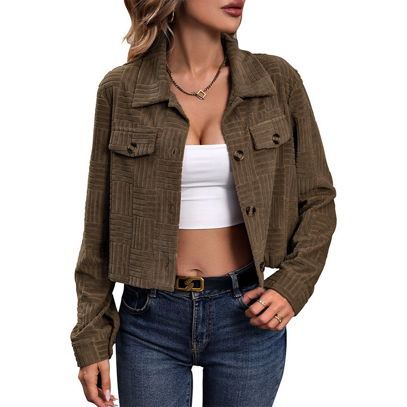 Women's Popular Retro Overalls Style Corduroy Solid Jackets