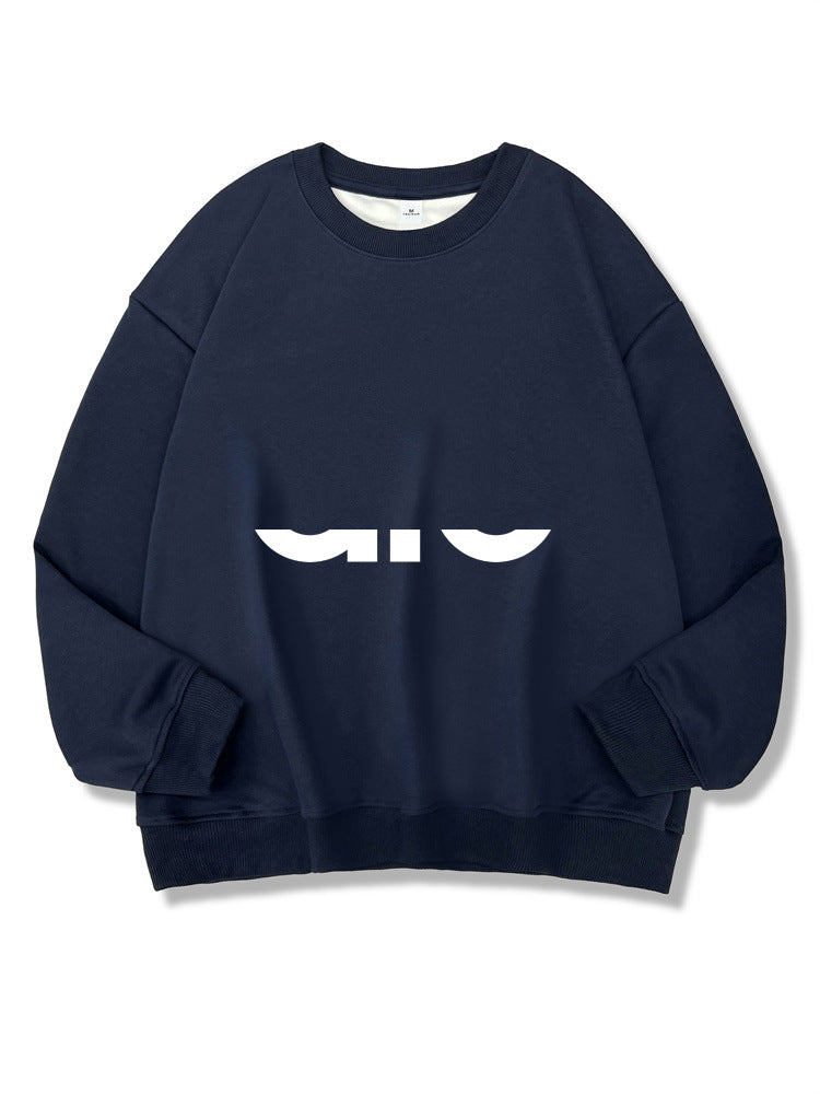 Women's Long Sleeve Composite Interloop Fashion Casual Loose Round Women's Sweater, Sweater