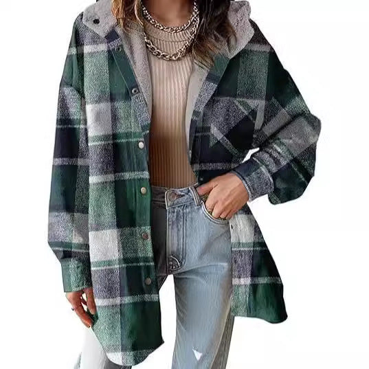 Women's Flannel Plaid Long Sleeve Autumn Button Jackets
