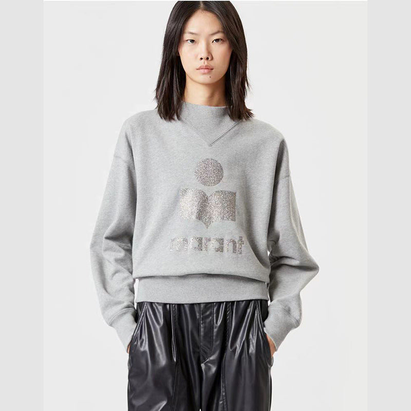 Women's Niche Classic Glitter Print Half Turtleneck Cotton Sweaters