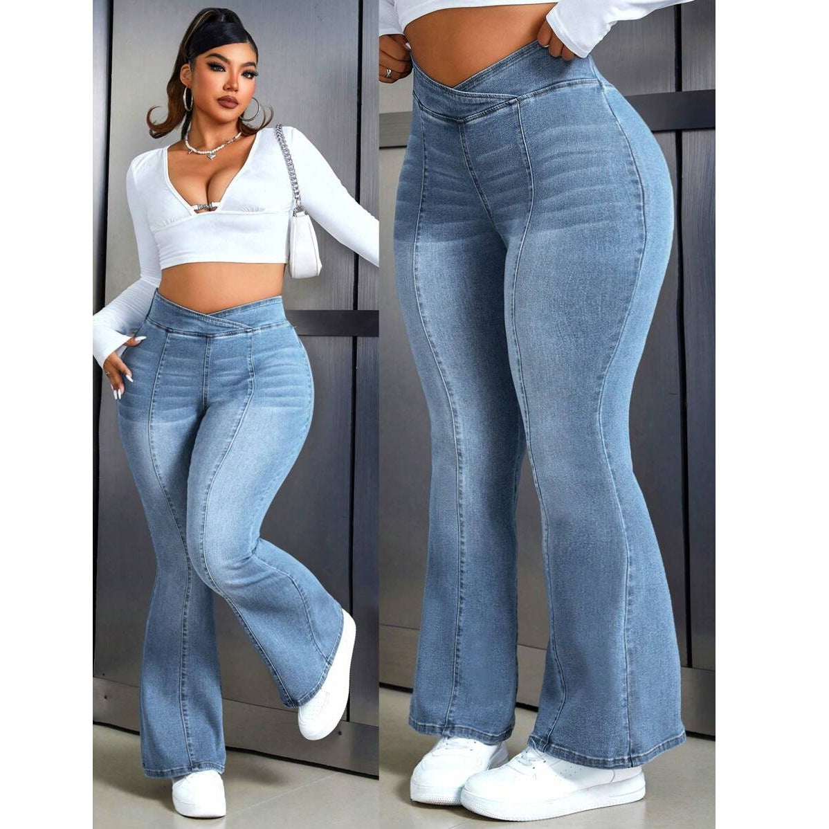 Women's Large Skinny Stretch Simple Fashion Wash Pants