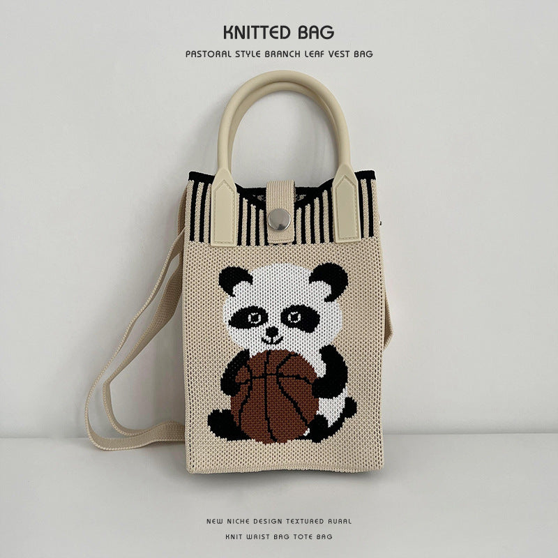 New Stylish Cartoon Knitted Adjustable One Handbags