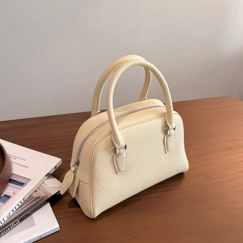 Beautiful First Layer Cowhide Bowling Boston Crossbody Bags