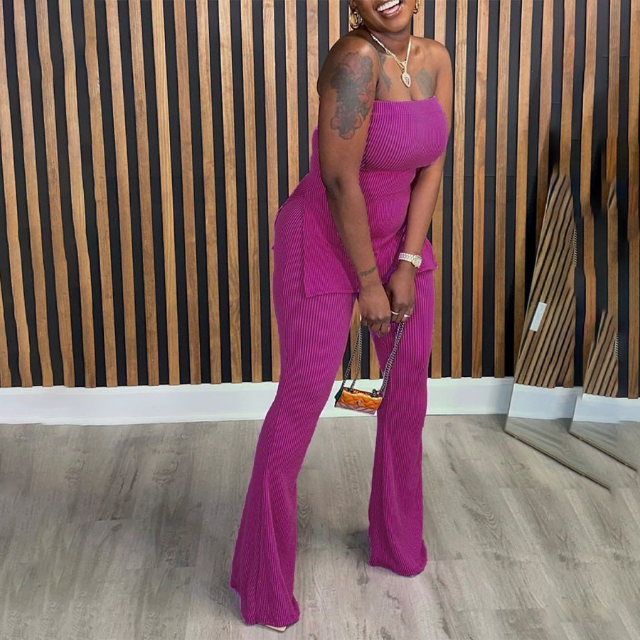 Bandeau Sexy Solid Color Ladies Two-piece Fashion Casual Suit