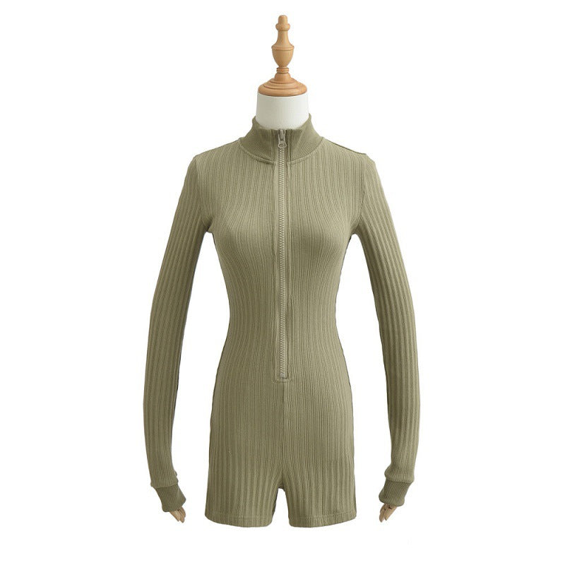 Women's Half Turtleneck Knitted Long-sleeved Summer Sexy Jumpsuits