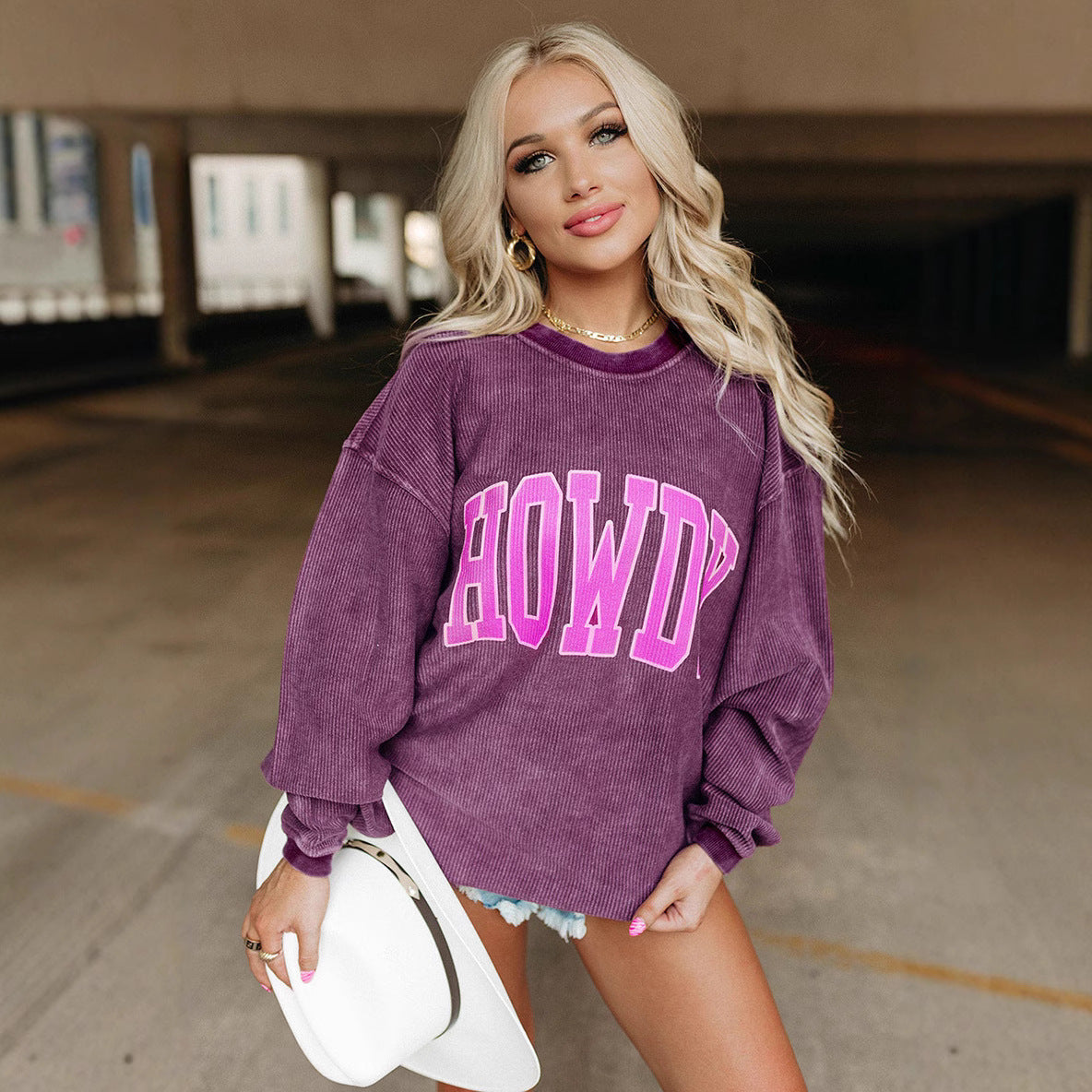 Women's Casual Sweatshirt Solid Color Loose Round Neck Pullover Long Women's Sweater, Sweater