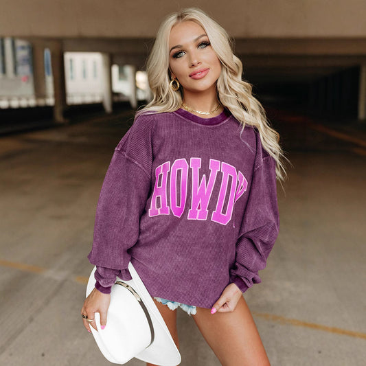 Women's Casual Sweatshirt Solid Color Loose Round Neck Pullover Long Women's Sweater, Sweater