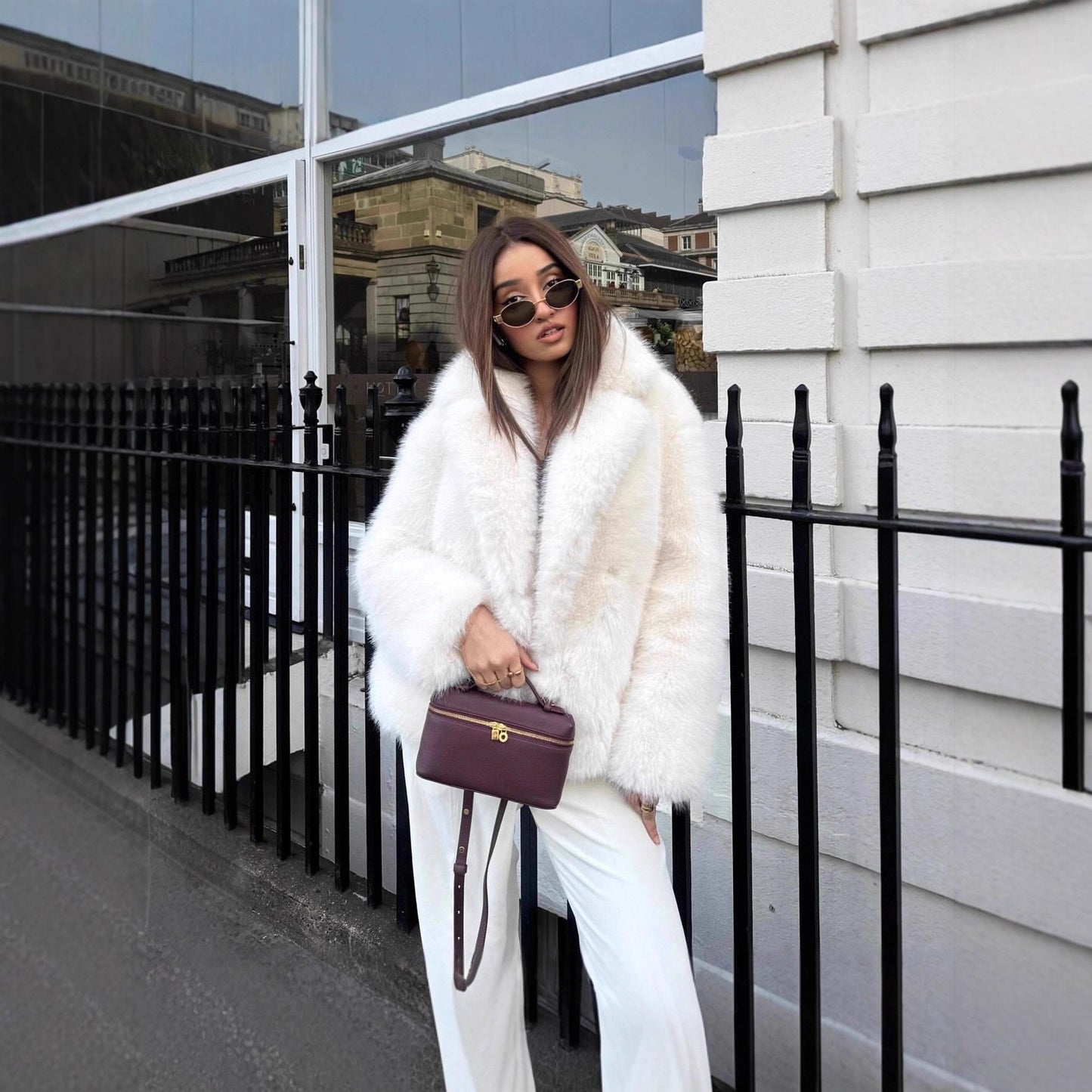 Women's Faux Fur Fashion Artificial Plush Collar Coats