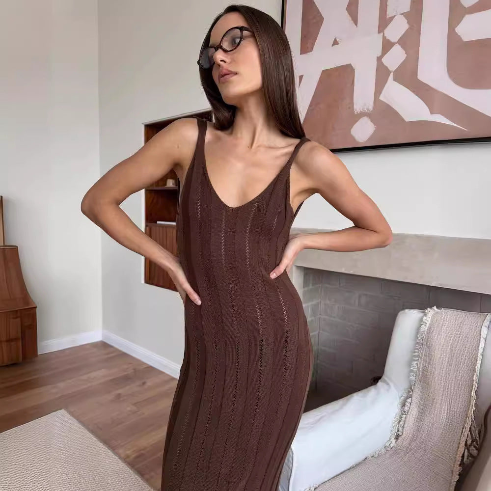 Knitted Sleeveless Sling Dress Sexy Hot Dresses