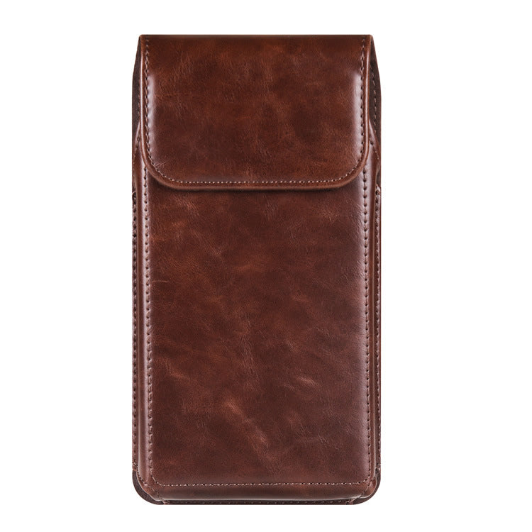 Vertical Magnetic Snap Wrist Hanging Leather Male Elderly Phone Bags