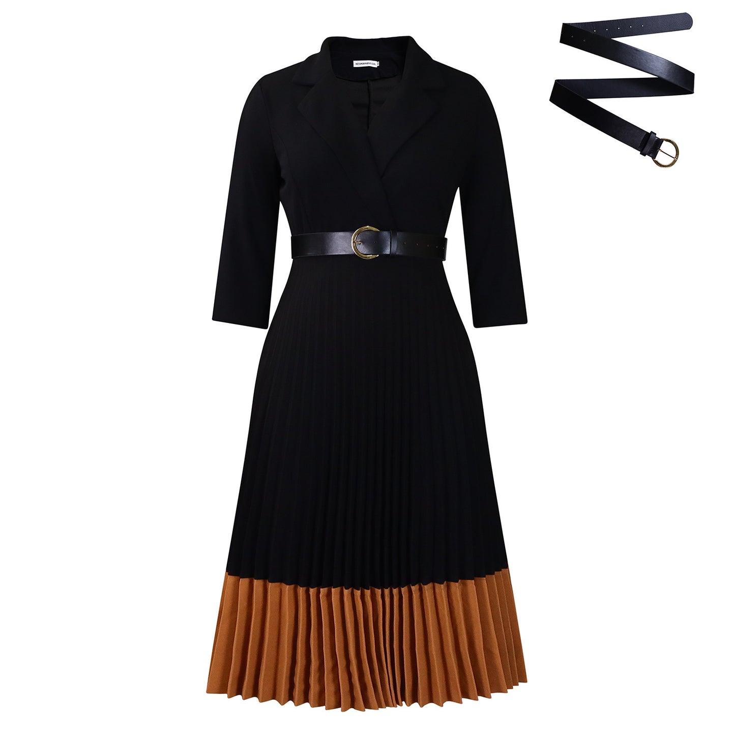 Women's Spring Collar Fashion Elegant Pleated High Dress