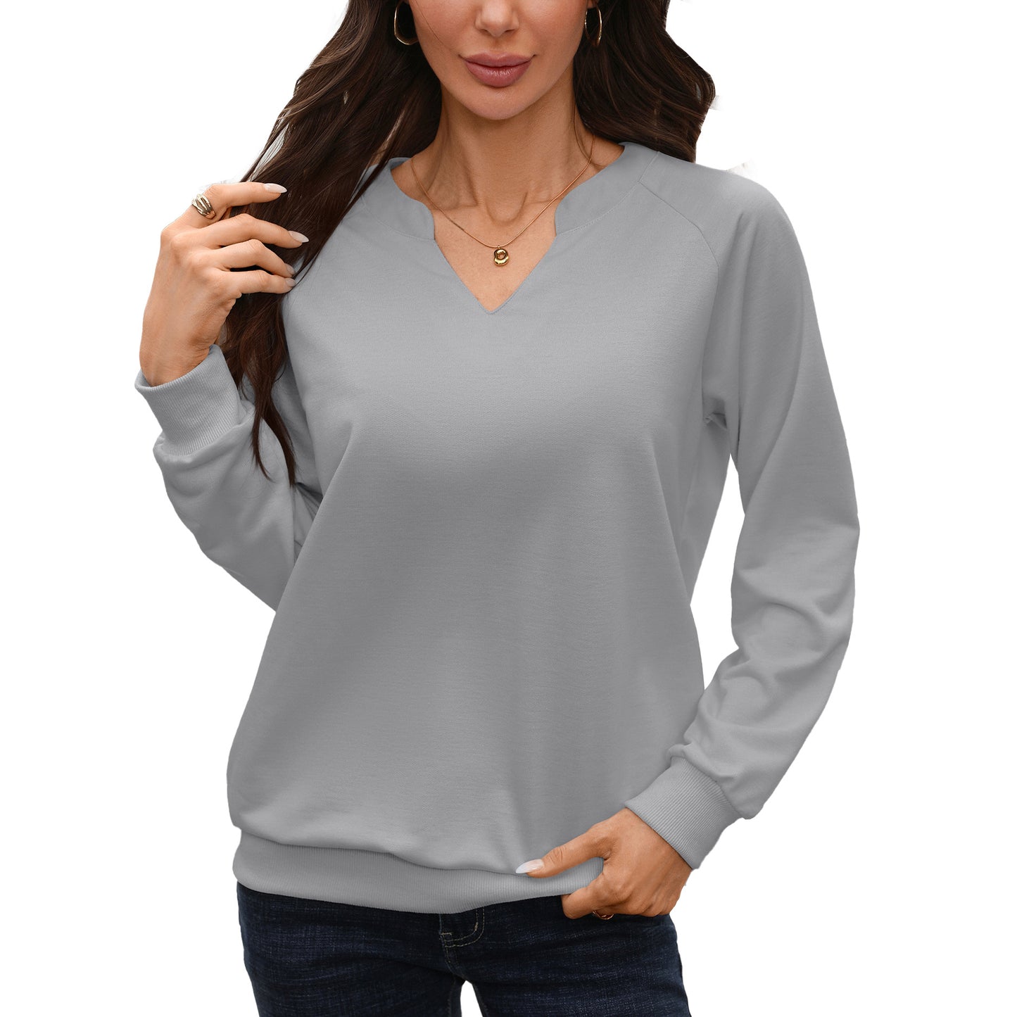 Women's Solid Color Rib Stitching Loose Long Women's Sweater, Sweater