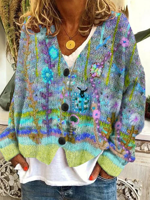 Women's Printed Wear Soft Feel Casual Cloak Sweaters