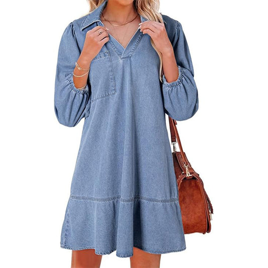 Women's Casual Style Clothes Cropped Puff Sleeve Dresses