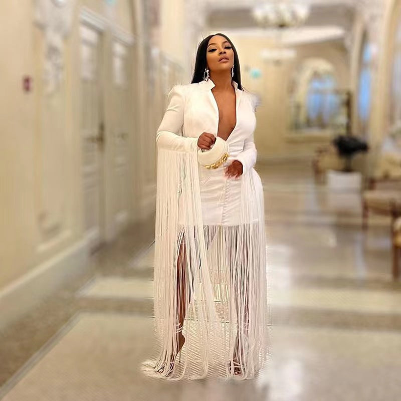 Women's Deep V Sexy Cinched Long Sleeve Dresses