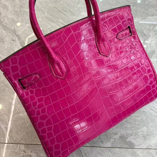 Women's Genuine Leather Shiny Patent Crocodile Pattern Bags