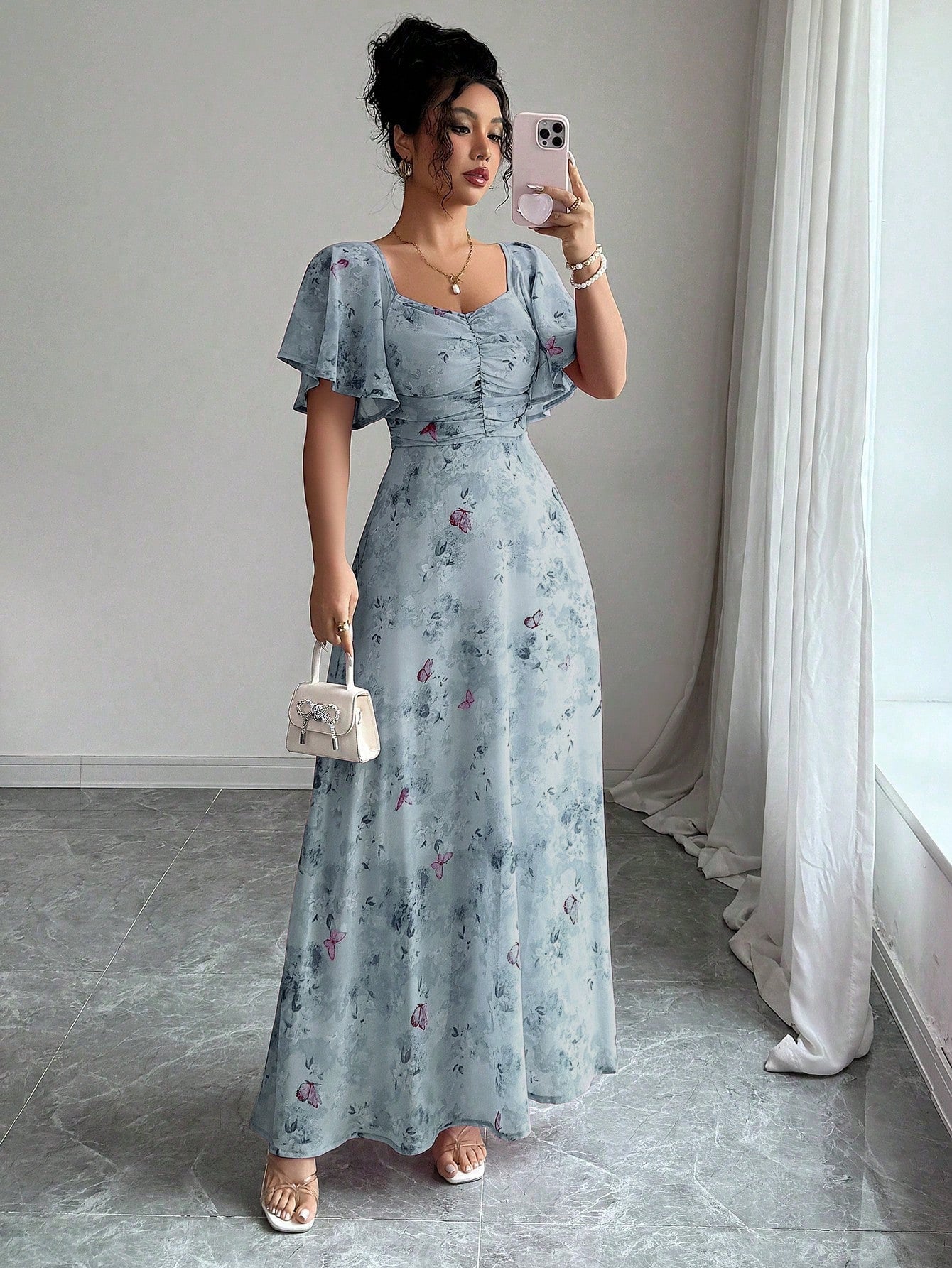 Women's Fashion Summer Floral Elegant Slimming Long Dress