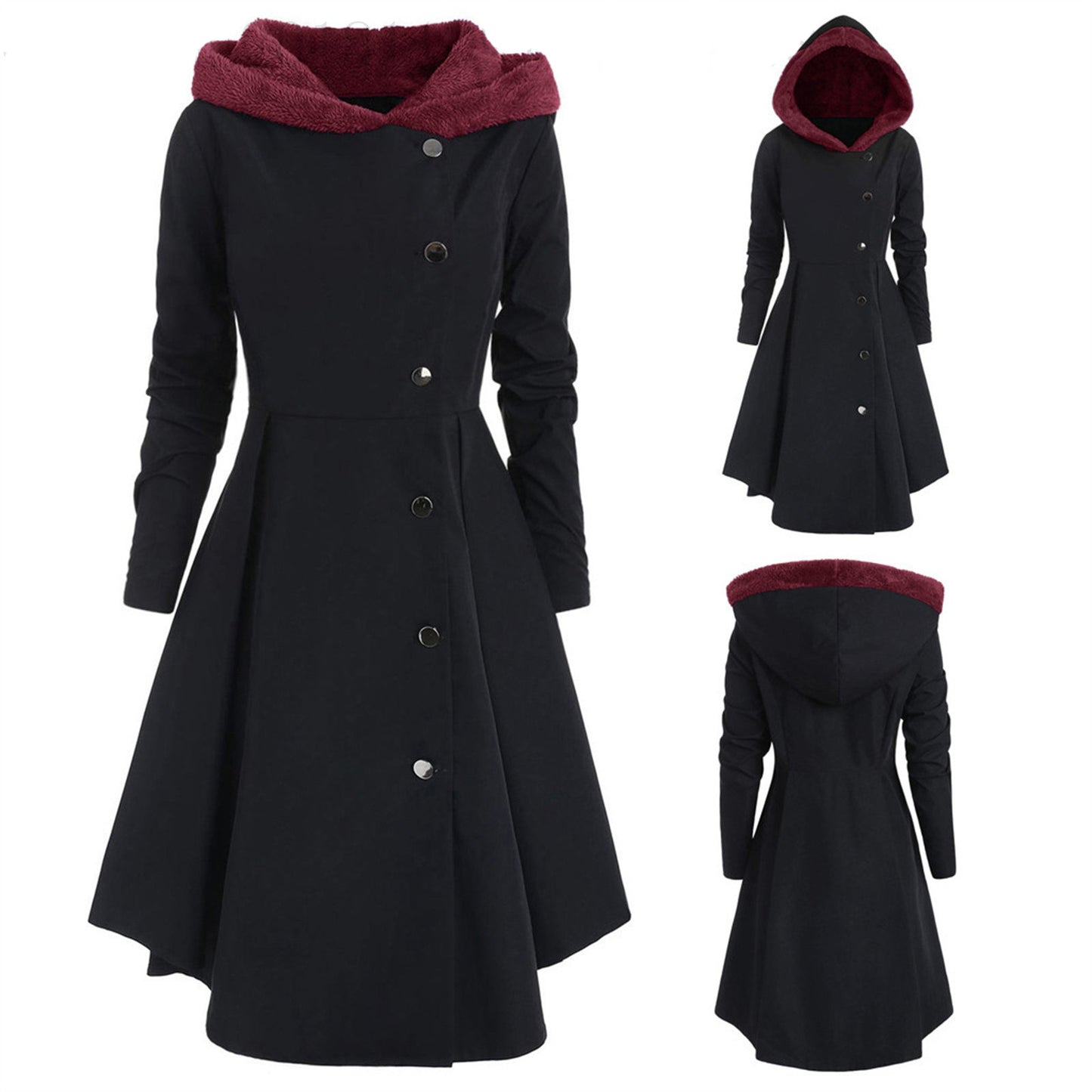 Women's Halloween Woolen Christmas Clothes Elegant Trench Coats
