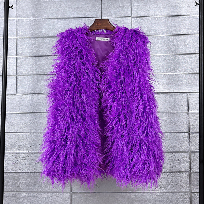 Women's Imitated Tibet Sheep Fur Mid-length Faux Coats