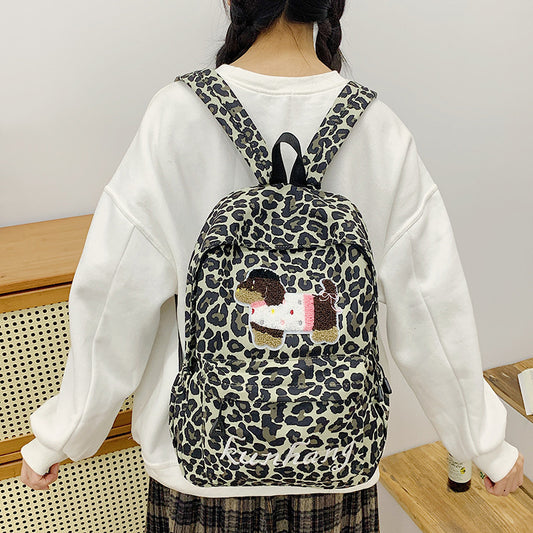 Print Cartoon Style Cute Spot Contrast Color Versatile Middle School Students' Schoolbags