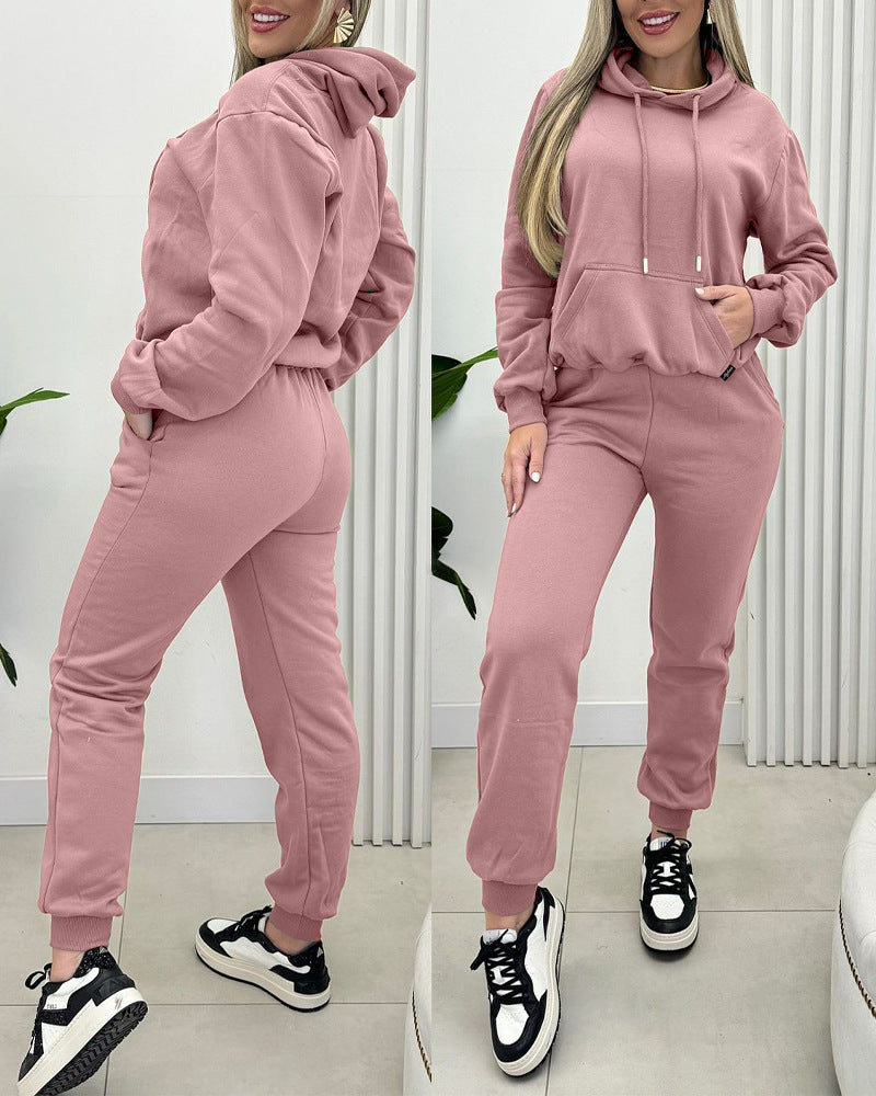 Full Solid Color Leisure Warm Sports Blouses