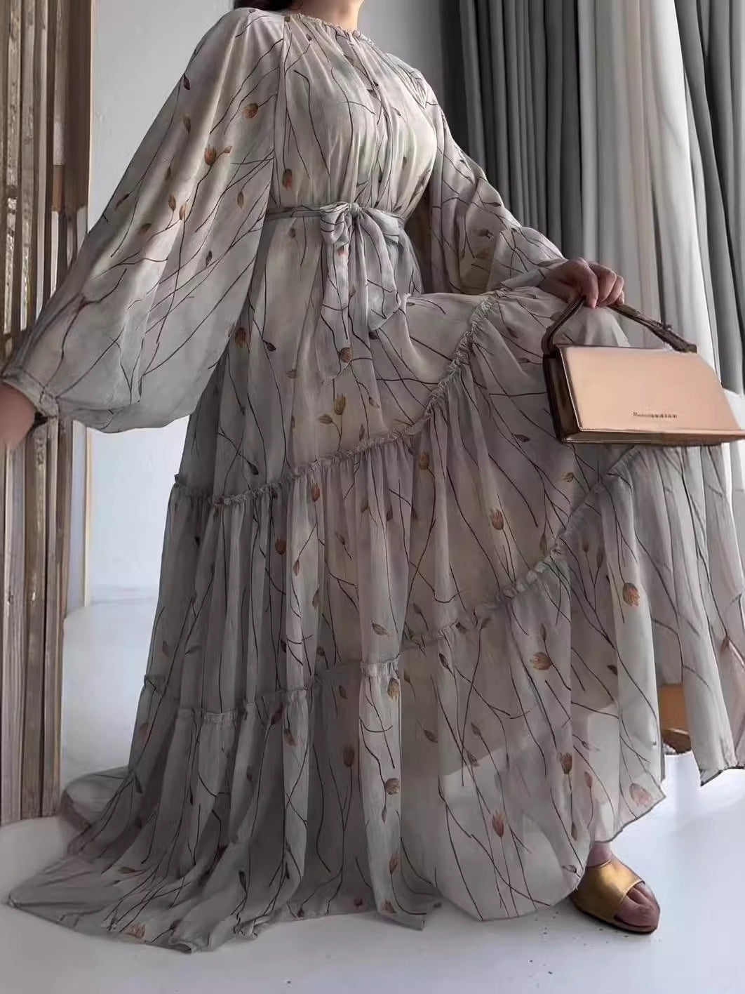 Autumn Fashion Printed Bohemian Style Large Swing Dresses