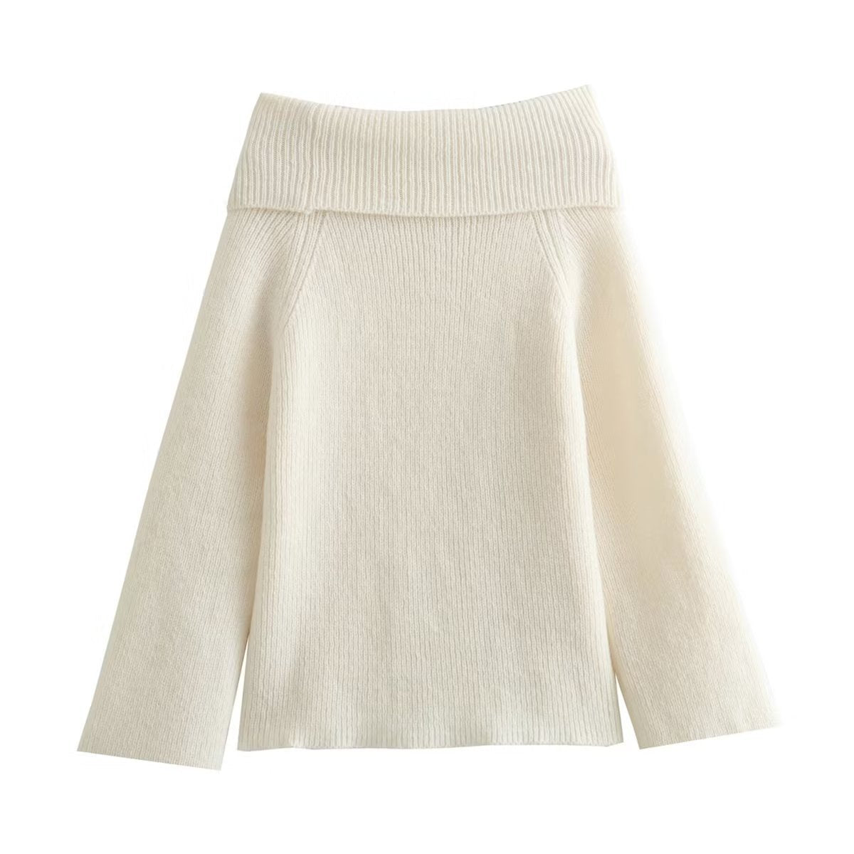 Women's Collar Strapless Sexy Slim Fit Solid Sweaters