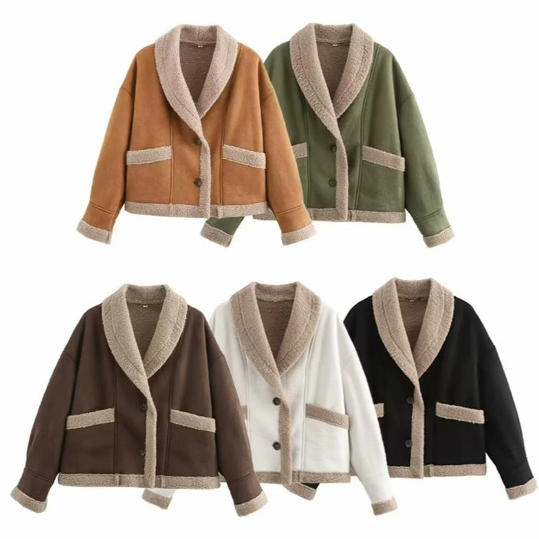 Women's Colors Fur Integrated Lamb Wool Thick Coats